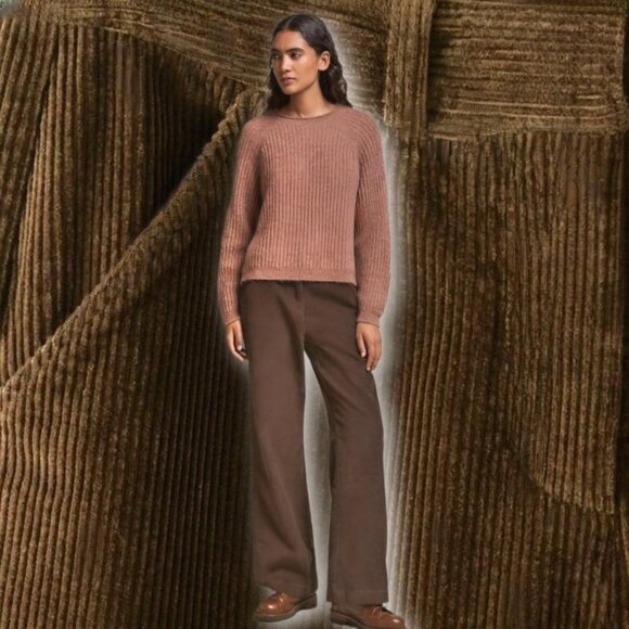 POETRY Nutmeg Brown Wide Leg Heavy Wide Wale Corduroy Pants 27" W 30" L size 2 - Picture 1 of 16